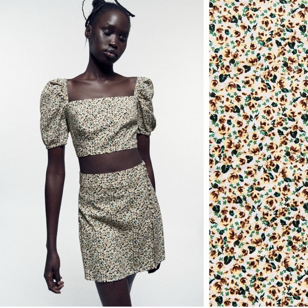 Zara Skort Linen Multicolor Floral Print